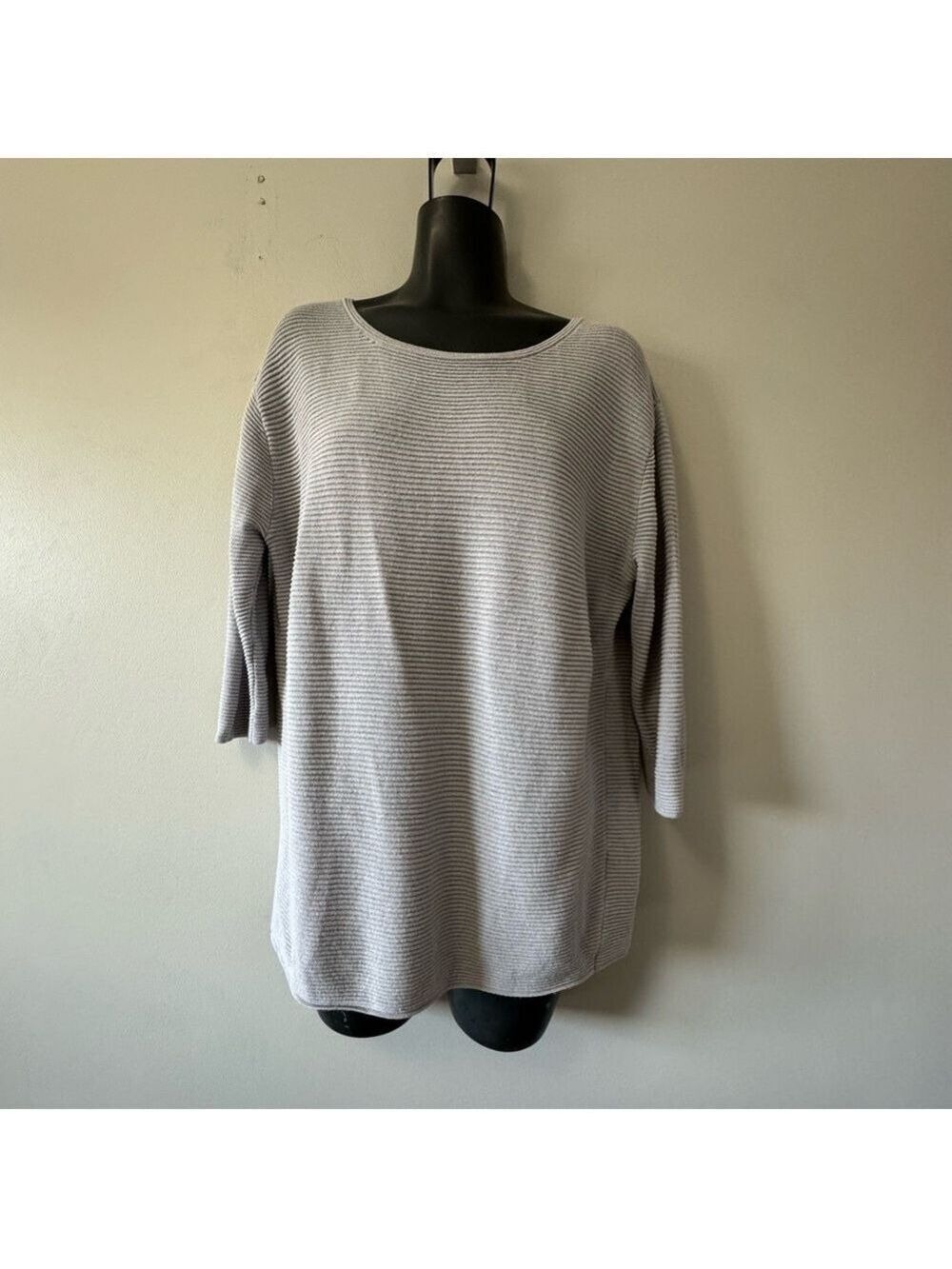 Aritzia Wilfred Blanchard Gray  Sweater Ribbed Crewneck Small linen blend
